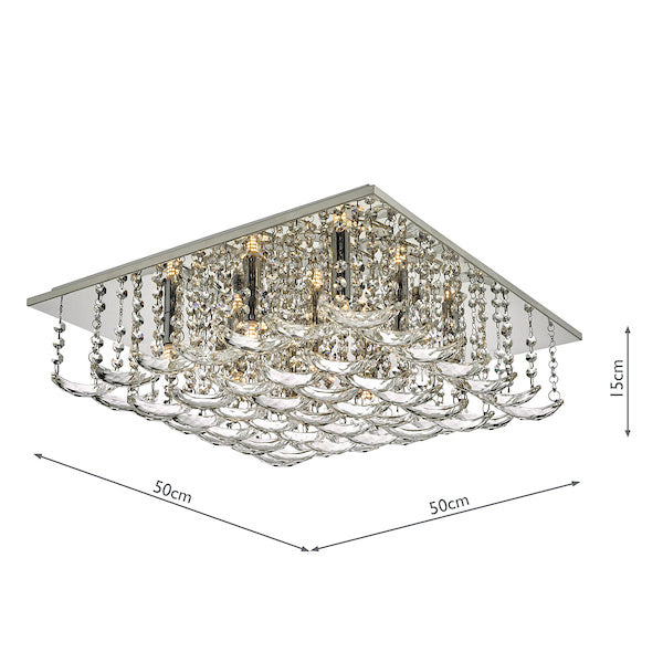 Dar Orella 9 Light Flush Polished Chrome & Crystal –  from Amos Lighting + Home