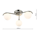 Dar Orlena 3 Light Flush Satin Chrome and Opal Glass –  from Amos Lighting + Home