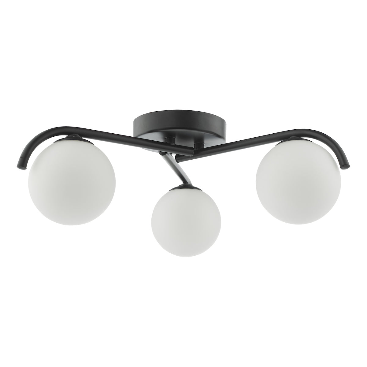 Dar Orlena 3 Light Semi-Flush Matt Black and Opal Glass –  from Amos Lighting + Home