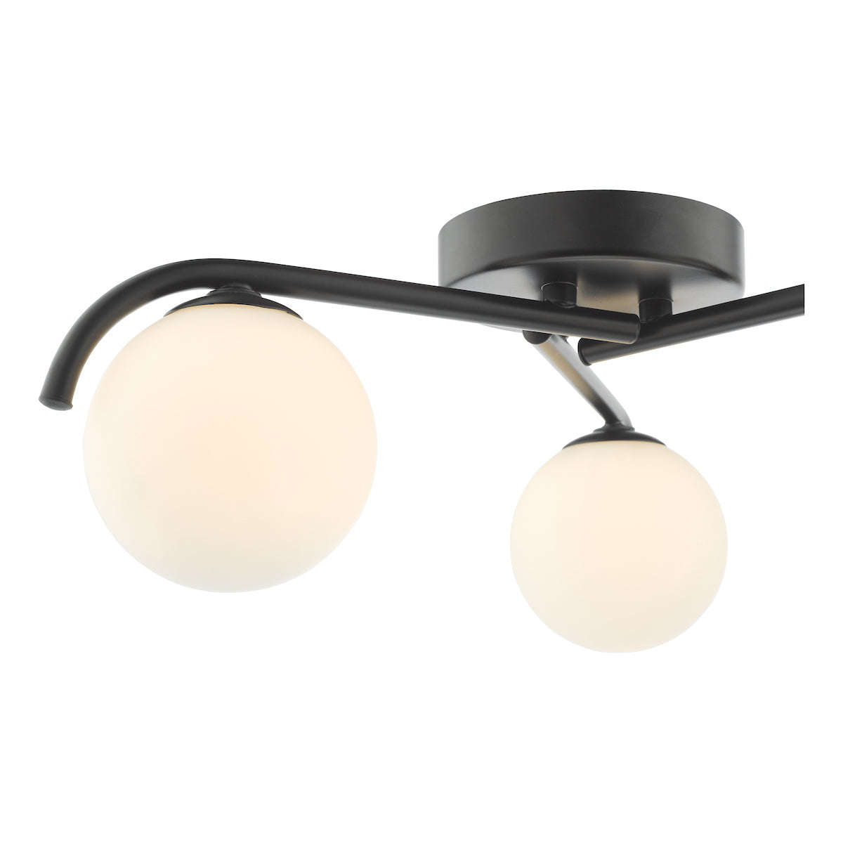 Dar Orlena 3 Light Semi-Flush Matt Black and Opal Glass –  from Amos Lighting + Home