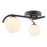 Dar Orlena 3 Light Semi-Flush Matt Black and Opal Glass –  from Amos Lighting + Home