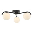 Dar Orlena 3 Light Semi-Flush Matt Black and Opal Glass –  from Amos Lighting + Home