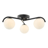 Dar Orlena 3 Light Semi-Flush Matt Black and Opal Glass –  from Amos Lighting + Home