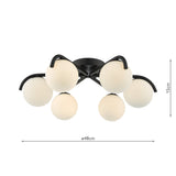 Dar Orlena 6 Light Semi-Flush Matt Black and Opal Glass –  from Amos Lighting + Home