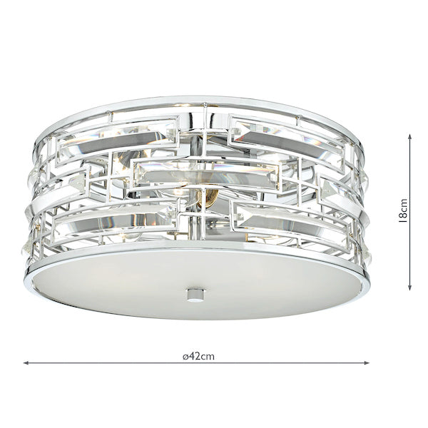 Dar Seville Flush Ceiling Light Polished Chrome Crystal –  from Amos Lighting + Home