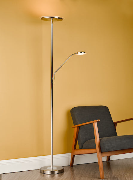 Dar Shelby Mother & Child LED Floor Lamp Satin Nickel –  from Amos Lighting + Home