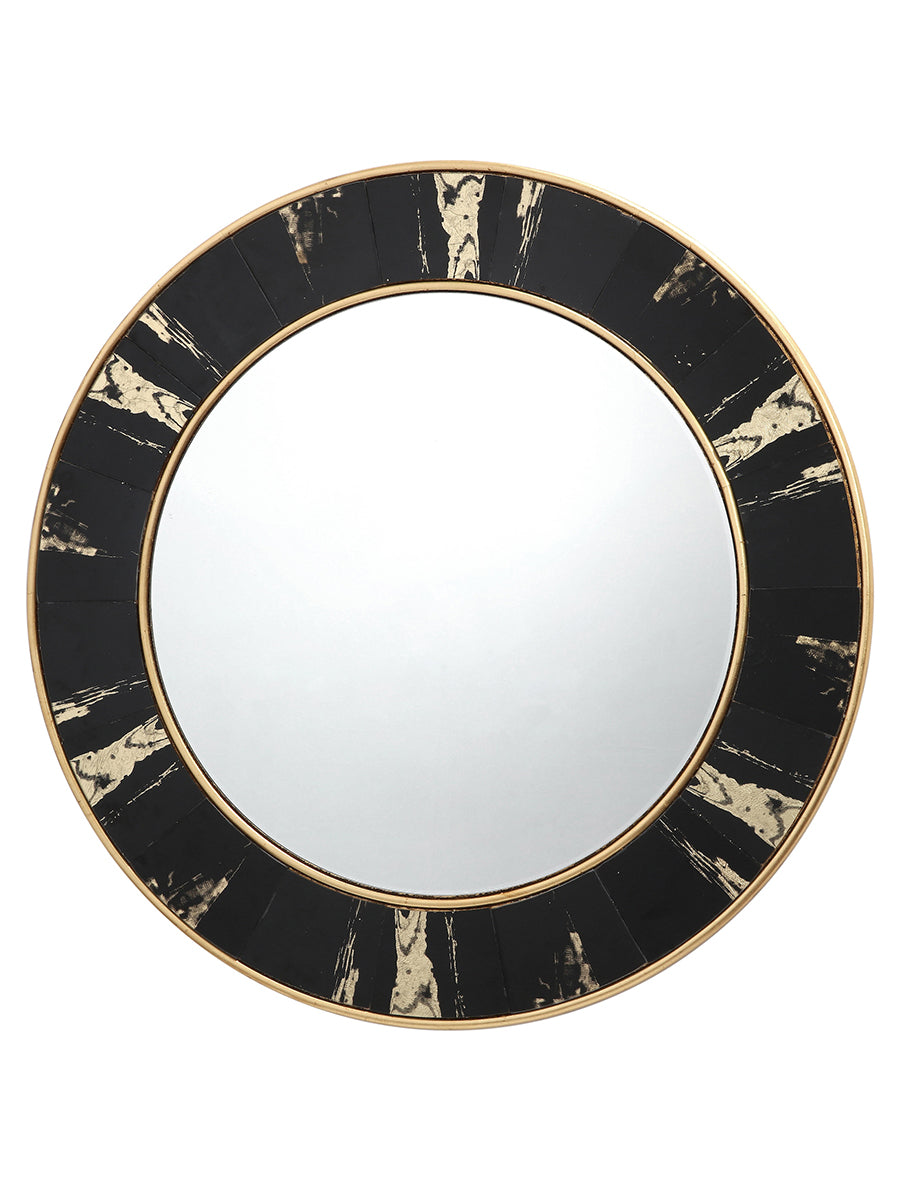 Dar Sidone Round Mirror with Black Gold Foil Detail 80cm –  from Amos Lighting + Home