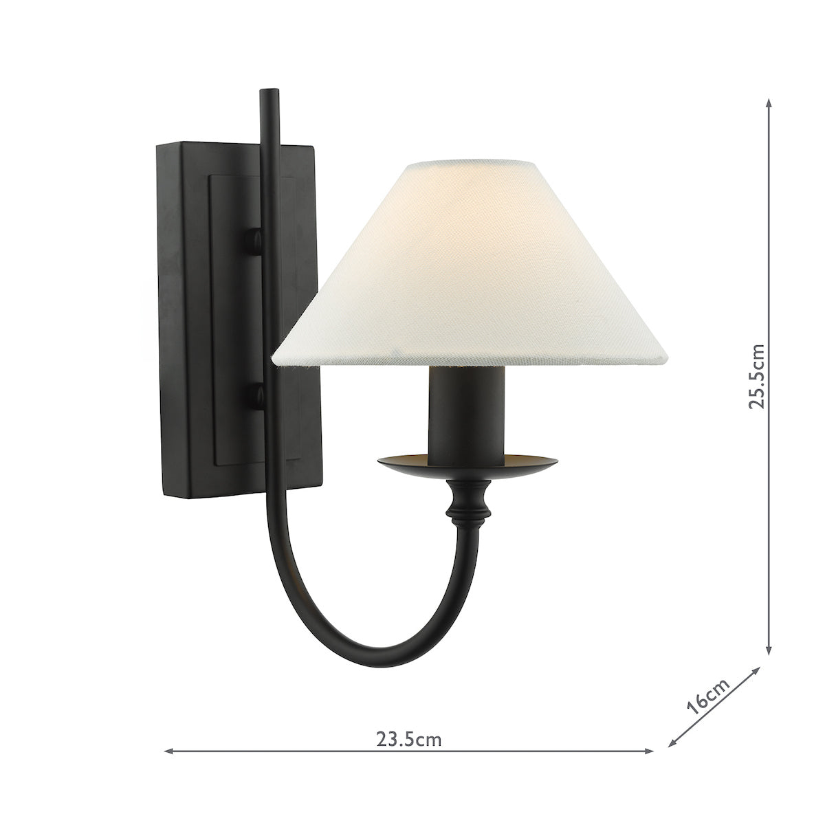 Dar Sivan Plugged Wall Light Matt Black With Shade –  from Amos Lighting + Home