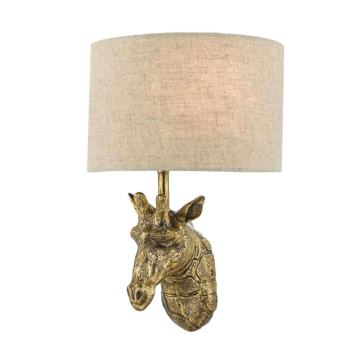 Dar Sophie Giraffe Wall Light Gold with Natural Linen Shade