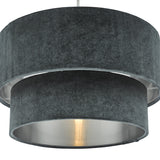 Dar Suvan Easy Fit Tired Velvet Shade Dark Grey With Silver Lining –  from Amos Lighting + Home