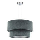 Dar Suvan Easy Fit Tired Velvet Shade Dark Grey With Silver Lining –  from Amos Lighting + Home