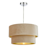 Dar Suvan Easy Fit Tired Velvet Shade Taupe With Gold Lining –  from Amos Lighting + Home