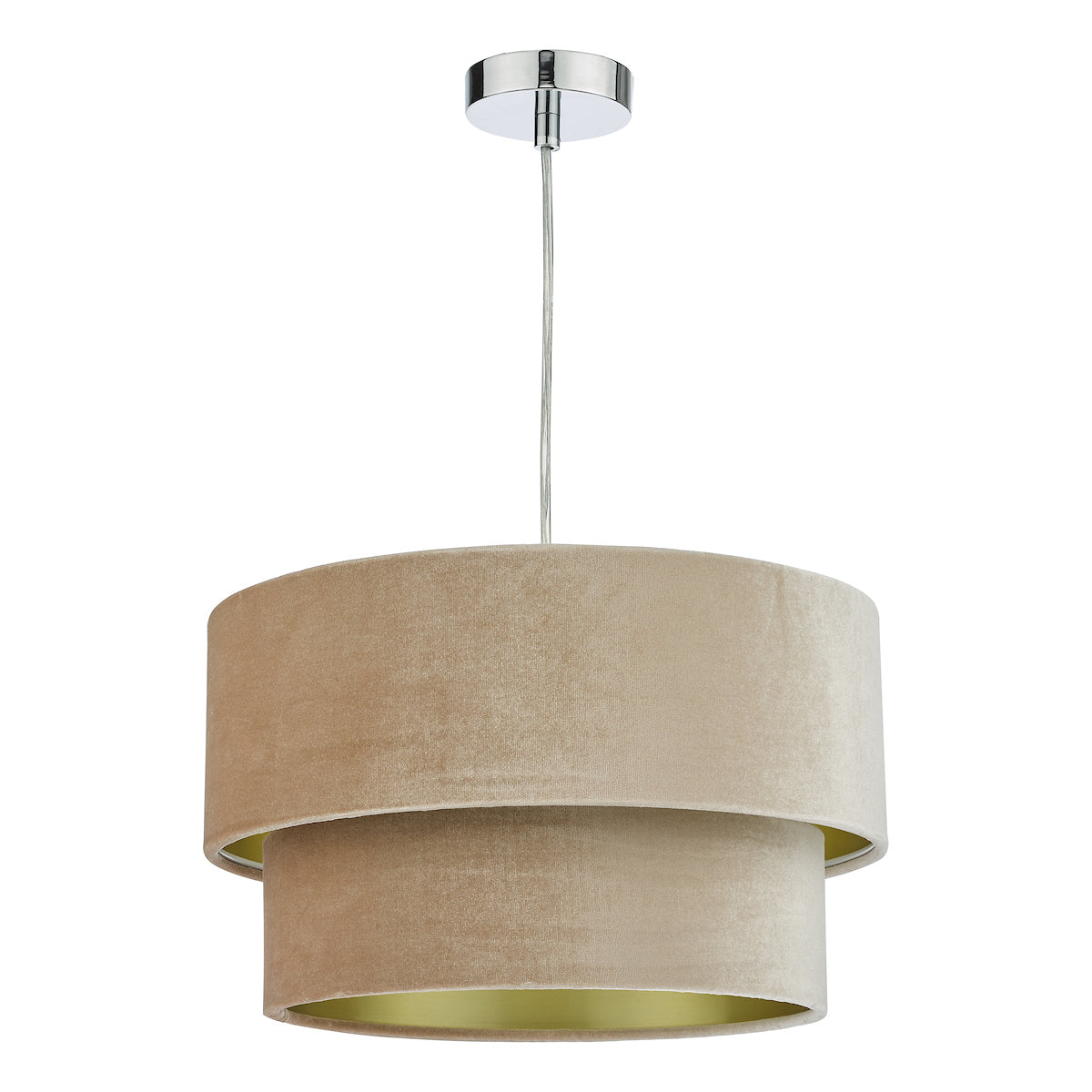 Dar Suvan Easy Fit Tired Velvet Shade Taupe With Gold Lining –  from Amos Lighting + Home