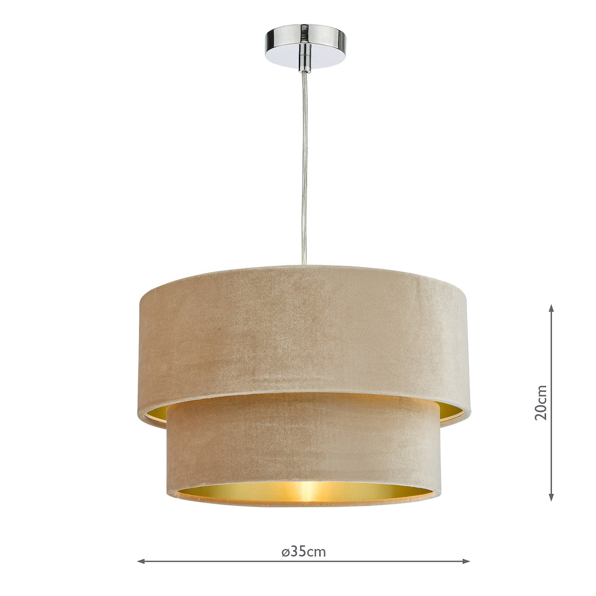 Dar Suvan Easy Fit Tired Velvet Shade Taupe With Gold Lining –  from Amos Lighting + Home