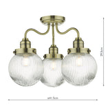 Dar Tamara Bathroom Semi Flush Light Antique Brass IP44 –  from Amos Lighting + Home