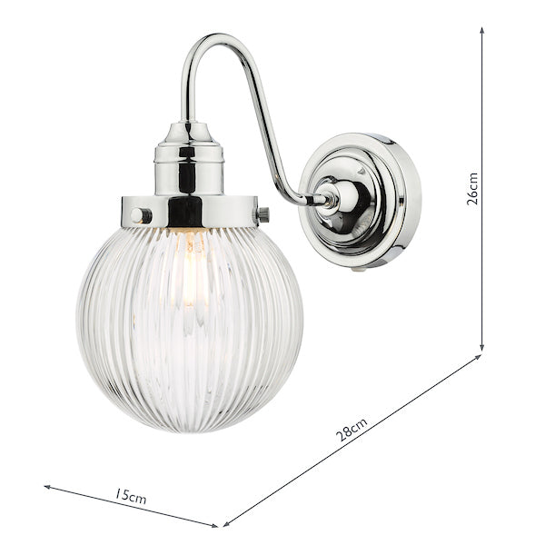 Dar Tamara Bathroom Wall Light Chrome, IP44 –  from Amos Lighting + Home