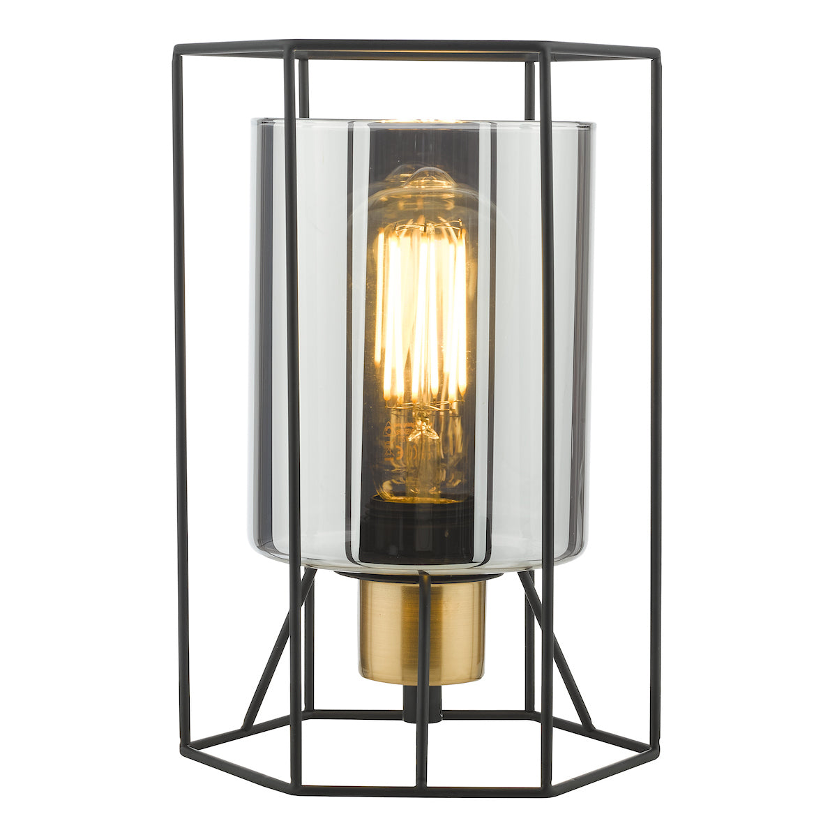 Dar Tatum Table Lamp Matt Black and Smoked Glass –  from Amos Lighting + Home