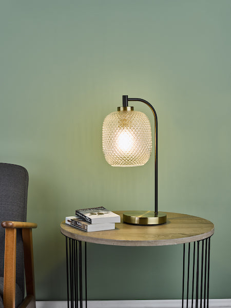 Dar Tehya Table Lamp Satin Brass & Black –  from Amos Lighting + Home