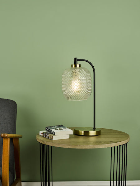 Dar Tehya Table Lamp Satin Brass & Black –  from Amos Lighting + Home