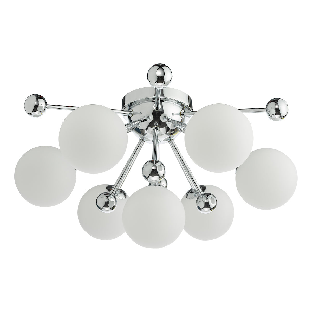 Dar Ursa 7 Light Flush Polished Chrome and Opal Glass –  from Amos Lighting + Home