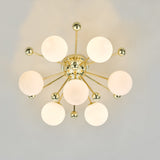 Dar Ursa 7 Light Flush Polished Gold and Opal Glass –  from Amos Lighting + Home