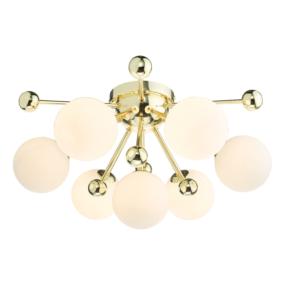 Dar Ursa 7 Light Flush Polished Gold and Opal Glass –  from Amos Lighting + Home