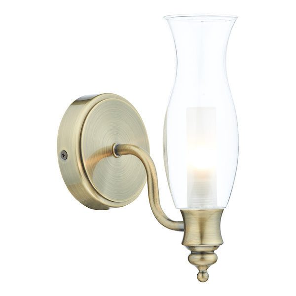 Dar Vestry 1 Light Bathroom Wall Bracket, Antique Brass IP44 –  from Amos Lighting + Home