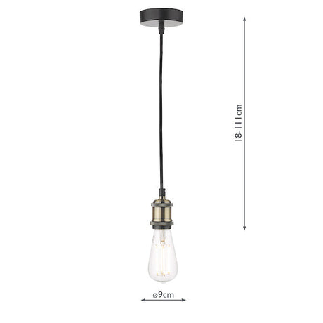 Dar Waco Single Suspension Black with Antique Brass –  from Amos Lighting + Home