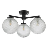 Dar Wayne Bathroom 3 Light Semi Flush Matt Black Glass IP44 –  from Amos Lighting + Home