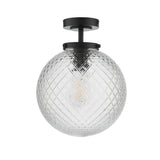 Dar Wayne Bathroom Semi Flush Matt Black Opal Glass IP44 –  from Amos Lighting + Home