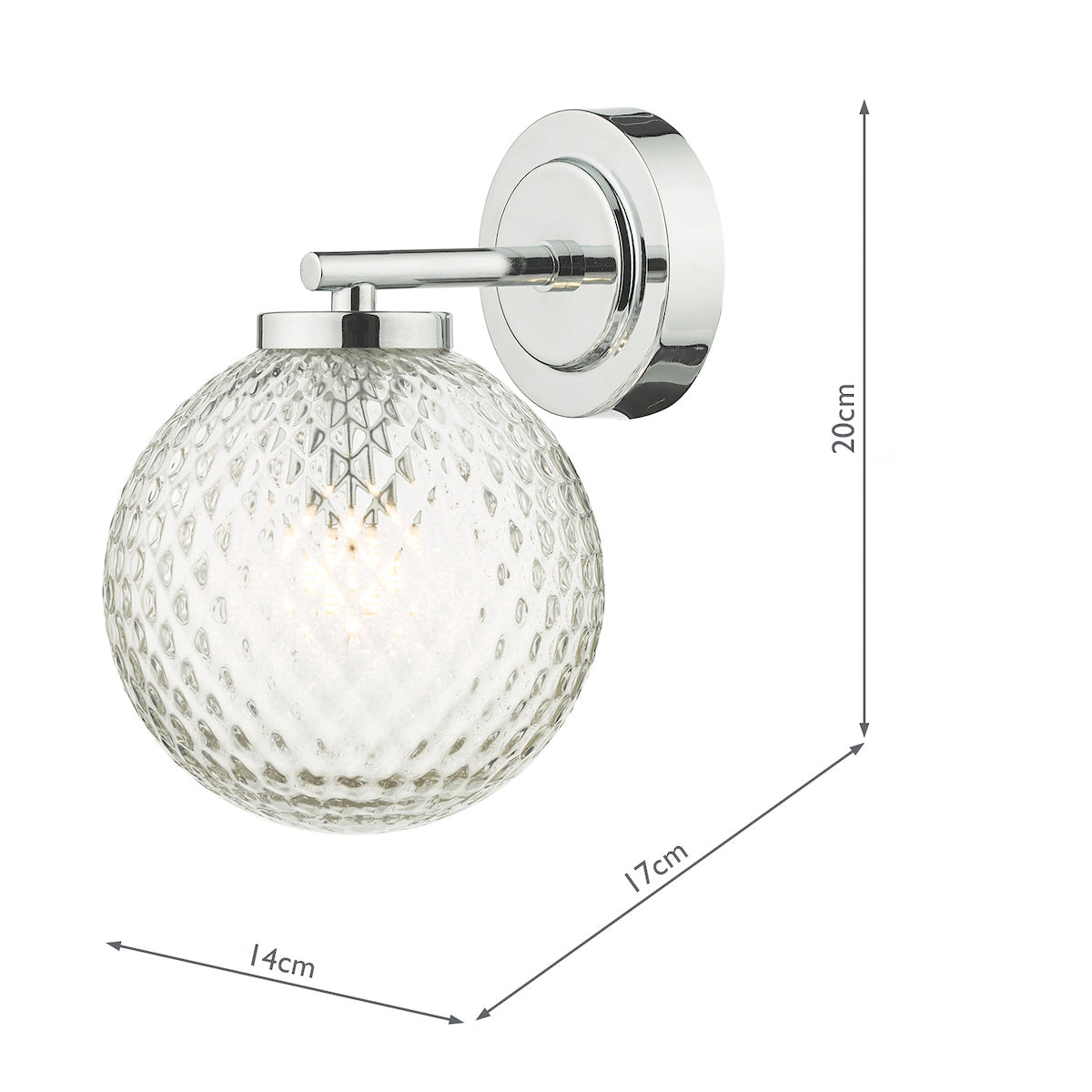 Dar Wayne Bathroom Wall Light Polished Chrome Glass IP44 –  from Amos Lighting + Home