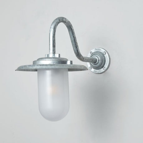 Davey Lighting Galvanised Exterior Swan Neck Wall Light 7677, Opal Glass –  from Amos Lighting + Home