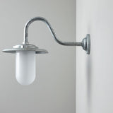 Davey Lighting Galvanised Exterior Swan Neck Wall Light 7677, Opal Glass –  from Amos Lighting + Home