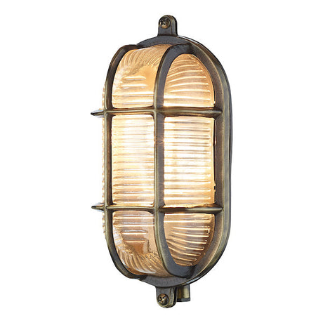 David Hunt Admiral Small Oval Bulkhead Antique Brass Wall Light IP64 –  from Amos Lighting + Home