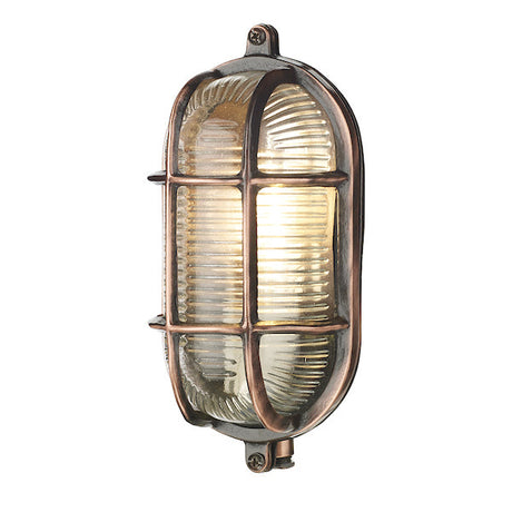 David Hunt Admiral Small Oval Bulkhead Antique Copper Wall Light IP64 –  from Amos Lighting + Home