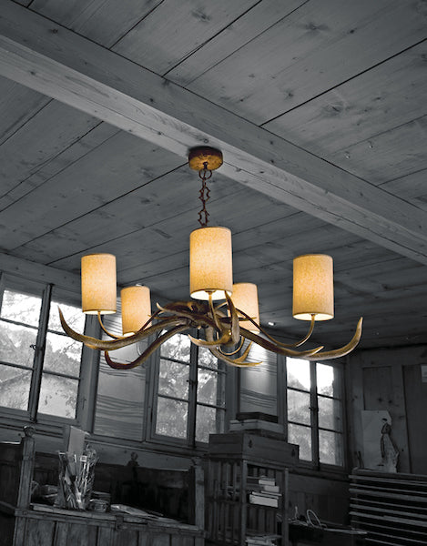 David Hunt Antler Bleached 5 Light Pendant, Complete with Shades –  from Amos Lighting + Home