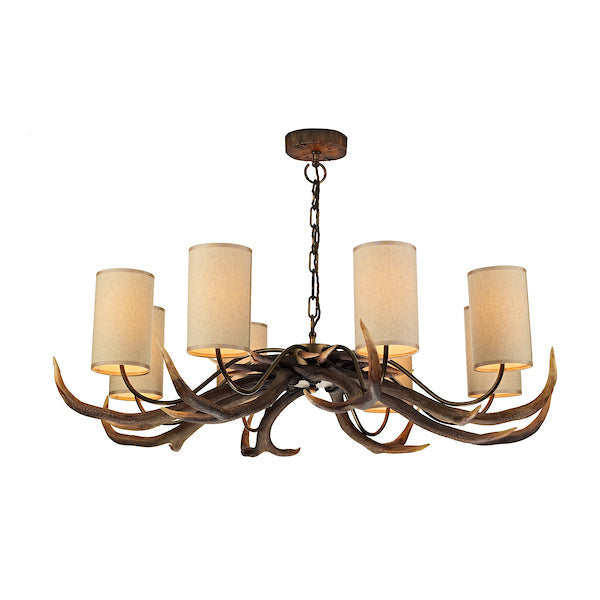 David Hunt Antler Rustic 8 Light Pendant, Complete with Shades –  from Amos Lighting + Home