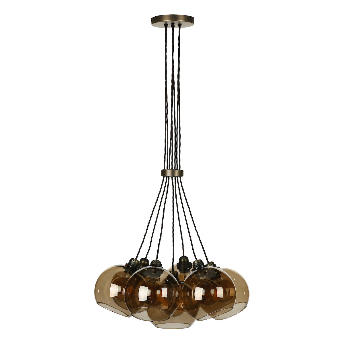 David Hunt Apollo Cluster pendant Antique Brass with Amber Glass –  from Amos Lighting + Home