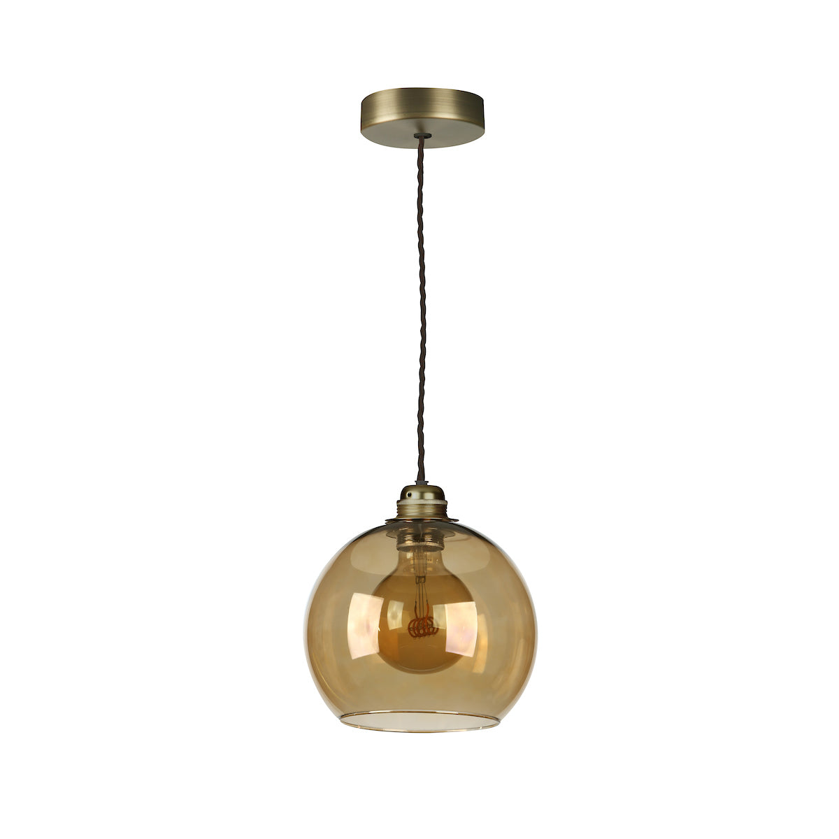 David Hunt Apollo Pendant Antique Brass with Amber Glass –  from Amos Lighting + Home