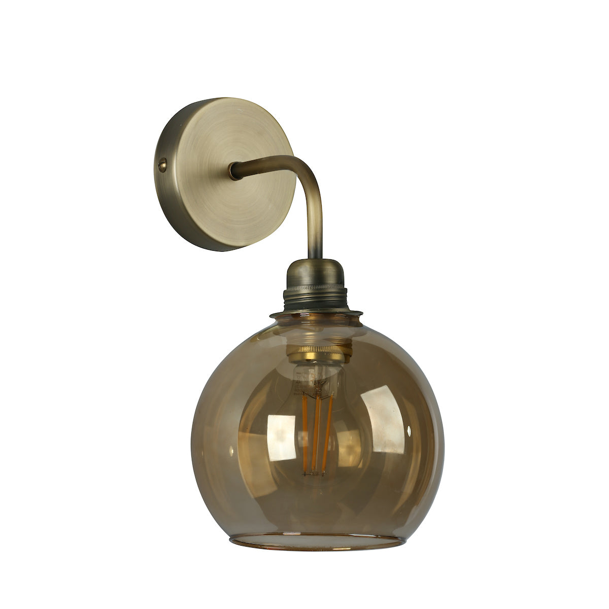 David Hunt Apollo Wall Light Antique Brass with Amber Glass –  from Amos Lighting + Home