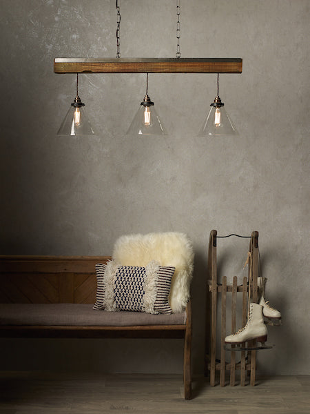 David Hunt Aspen 3 Light Bar Pendant Wood Effect –  from Amos Lighting + Home