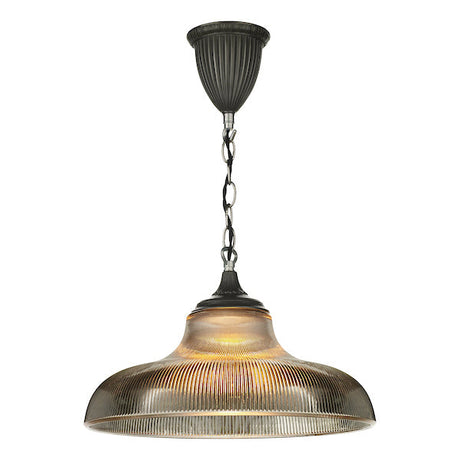 David Hunt Badger Steel and Smoked Ribbed Glass Pendant –  from Amos Lighting + Home