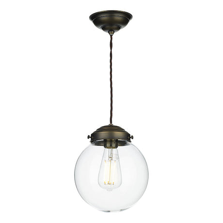 David Hunt Fairfax Small Antique Brass Clear Pendant –  from Amos Lighting + Home