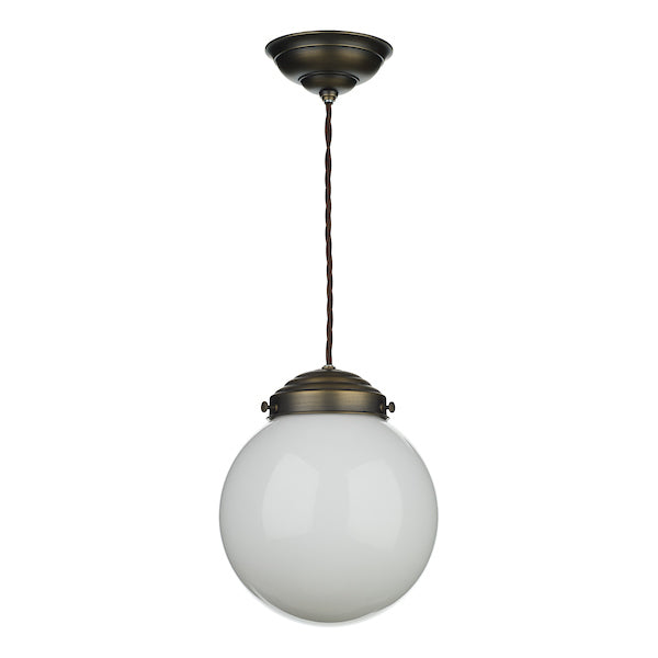 David Hunt Fairfax Small Pendant Antique Brass with Opal Glass –  from Amos Lighting + Home