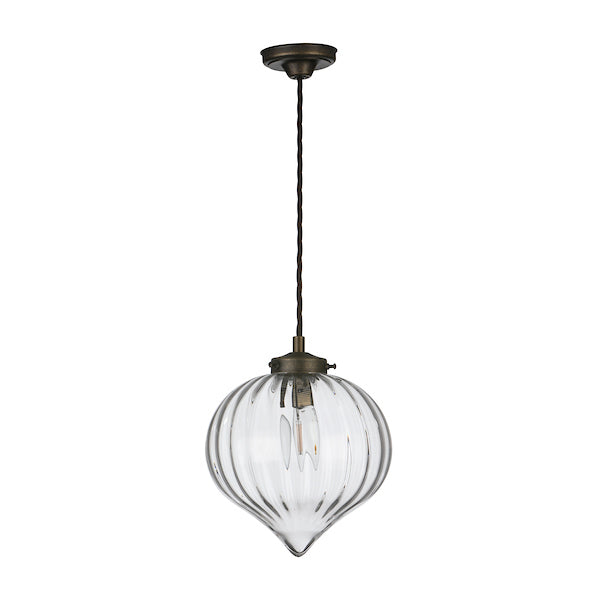 David Hunt Holborn Ribbed Glass Pendant Antique Brass –  from Amos Lighting + Home