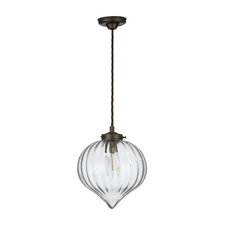 David Hunt Holborn Ribbed Glass Pendant Antique Brass –  from Amos Lighting + Home