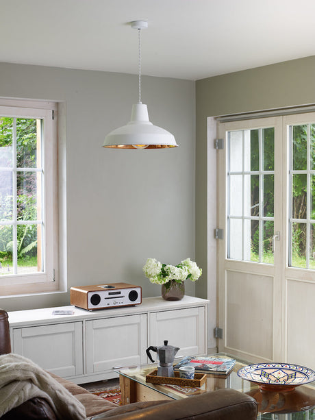 David Hunt Reclamation Pendant Arctic White & Copper –  from Amos Lighting + Home