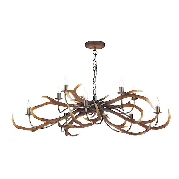 David Hunt Stag10 Light Pendant Highland Rustic –  from Amos Lighting + Home