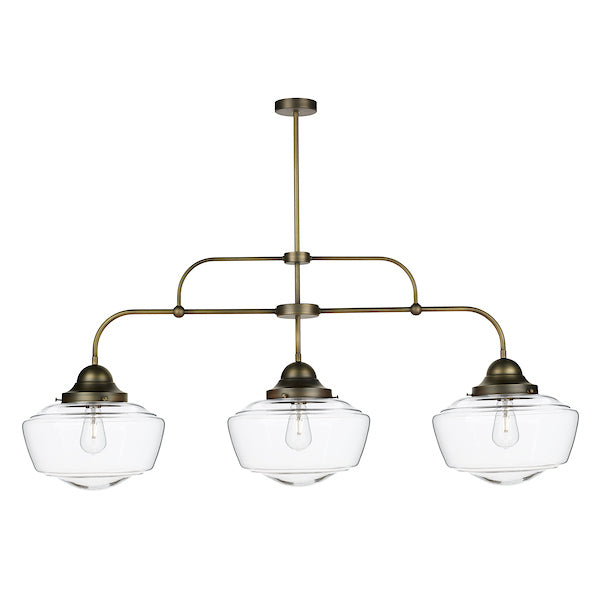 David Hunt Stowe 3 Bar Pendant Antique Brass with Clear Glass –  from Amos Lighting + Home