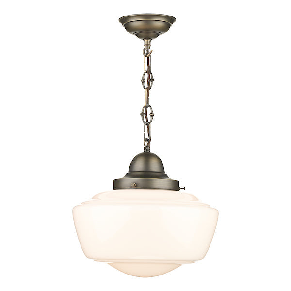 David Hunt Stowe Pendant Antique Brass with Opal Glass –  from Amos Lighting + Home